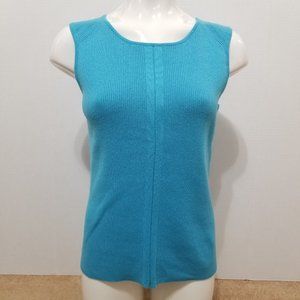 Madison Studio top Large sleeveless ribbed knit shell Lagoon Blue VINTAGE Y2K